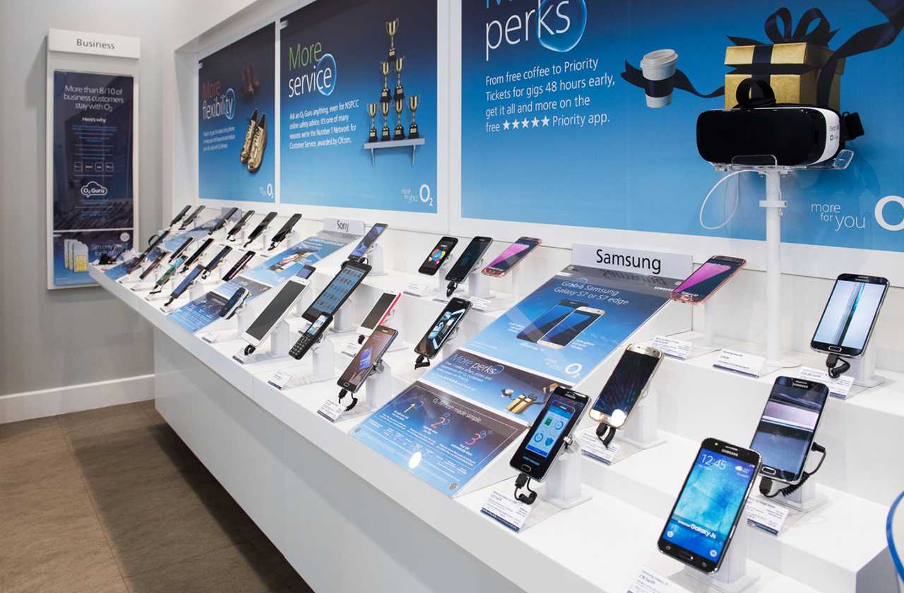 Mobile phones on display