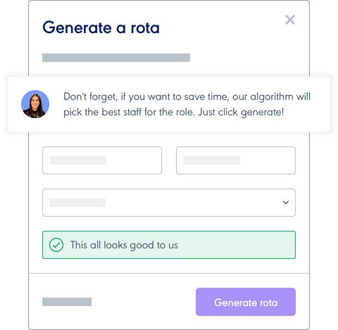 Automatically generating a staff rota within Rotaready