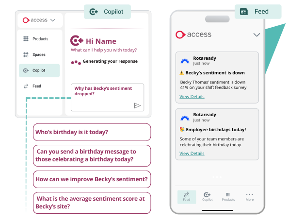 A screenshot of the shift notes feature within Rotaready Evo